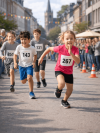 Kinder laufen in der Innenstadt Düren beim Kinderlauf